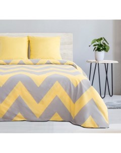 Комплект постельного белья Шеврон 2 спальный поплин желтый Этель