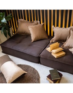 Кресло пуф бескаркасное Lora 80х100 см велюр коричневый карамельные подушки Miella