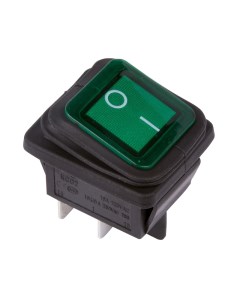 Выключатель клавишный 250V 15А 4с ON OFF зеленый с подсветкой ВЛАГОЗАЩИТА 10 шт Rexant