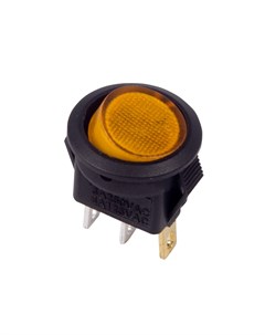 Выключатель клавишный круглый 250V 3А 3с ON OFF желтый с подсветкой Micro 10 шт Rexant