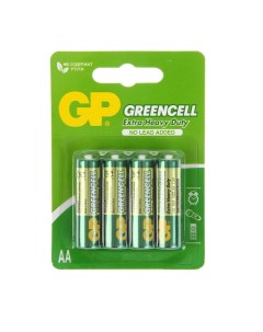 Батарейка солевая Greencell Extra Heavy Duty AA R6 4BL 1 5В блистер 4 шт Gp