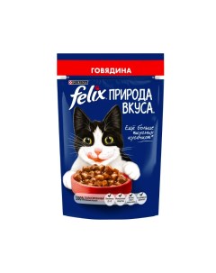Влажный корм для кошек с говядиной 9 шт по 48 г Felix