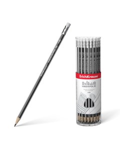 Чернографитный трехгранный карандаш с ластиком MEGAPOLIS HB тубус 42 Erich krause