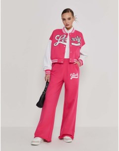 Розовые спортивные брюки Wide leg с принтом для девочки Gloria jeans