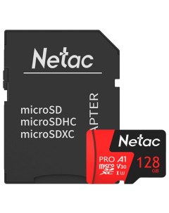 Карта памяти MicroSDXC 128GB NT02P500PRO 128G R Class 10 UHS I U3 V30 A1 P500 Extreme Pro адаптер Netac