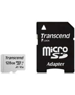 Карта памяти MicroSDXC 128GB TS128GUSD300S A Class 10 U3 V30 A1 300S адаптер Transcend