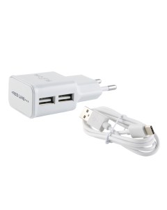 Зарядное устройство сетевое NT 2A УТ000013636 2 USB 2 1A кабель Type C белый Red line