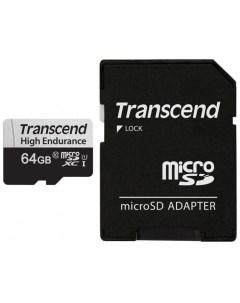 Карта памяти MicroSDXC 64GB TS64GUSD350V Class 10 UHS I U1 High Endurance SD адаптер R W 100 45 MB s Transcend