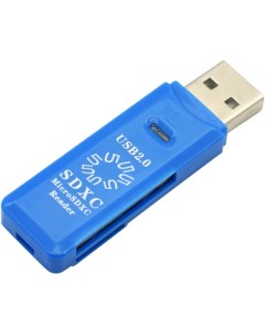 Карт ридер RE2 100BL USB2 0 SD TF USB blue 5bites