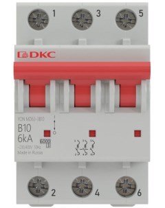 Автоматический выключатель модульный MD63 3D6 6 3P 6А D 6kA YON Dkc