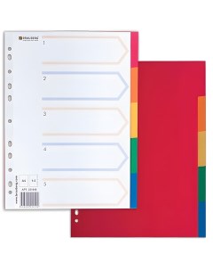 Разделитель 221846 пластиковый А4 5 листов по цветам оглавление Brauberg