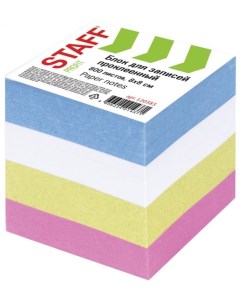 Блок 120383 для записей проклеенный куб 8х8 см 800 листов цветной чередование с белым Staff