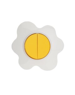 Выключатель KR 78 0630 двухклавишный HAPPY Яичница скрытой установки желтый белый Kranz