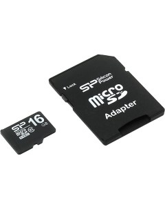 Карта памяти 16GB SP016GBSTH010V10SP SDHC MicroSD Card class 10 Retail pack w adaptor Silicon power