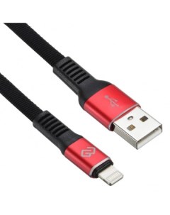 Кабель интерфейсный 1080338 USB m Lightning m 1 2м черный красный плоский Digma