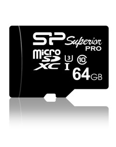 Карта памяти 64GB SP064GBSTXDU3V10SP microSDXC Superior class 10 UHS I U3 SD адаптер Silicon power