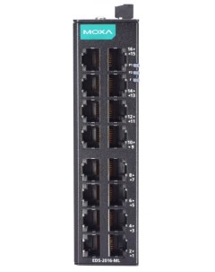 Коммутатор EDS 2016 ML Unmanaged Ethernet switch with 16 10 100BaseT X ports and 10 to 60В C operati Moxa