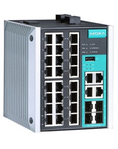 Коммутатор EDS 528E 4GTXSFP HV Managed Gigabit Ethernet switch with 24 10 100BaseT X ports and 4 com Moxa