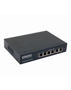 Коммутатор PoE SW 20600 80W на 6 портов RJ45 4 х FE 10 100 Base T с поддержкой PoE IEEE 802 3af at 2 Osnovo