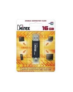 Накопитель USB 2 0 16GB Smart 13600 DCFBLS16 USB 16GB SMART USB microUSB с двойным разъёмом черный e Mirex