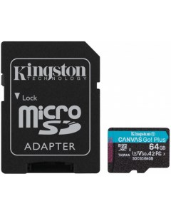 Карта памяти MicroSDXC 64GB SDCG3 64GB UHS II Class U3 V30 A2 чтение 170Мб с запись 70Мб с с адаптер Kingston