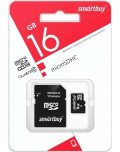 Карта памяти 16GB SB16GBSDCL10 01LE MicroSDHC Сlass 10 SD адаптер Smartbuy