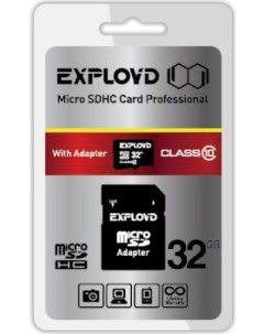 Карта памяти 32GB EX032GCSDHC10 AD microSDHC Class 10 SD адаптер Exployd