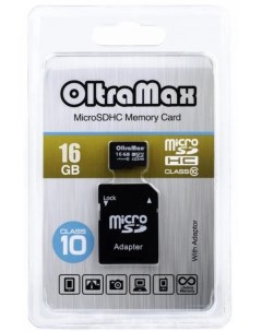Карта памяти 16GB OM016GCSDHC10 AD microSDHC Class 10 SD адаптер Oltramax