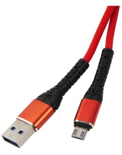 Кабель интерфейсный УТ000024531 USB microUSB 3А 1м тканевая оплетка красный Mobility