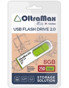 Накопитель USB 2 0 8GB OM 8GB 250 Green 250 зелёный Oltramax