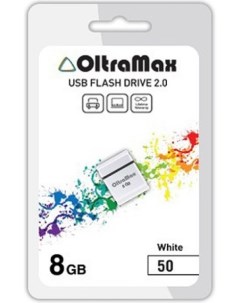 Накопитель USB 2 0 8GB OM008GB mini 50 W 50 белый Oltramax