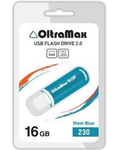 Накопитель USB 2 0 16GB OM 16GB 230 St Blue 230 стальной синий Oltramax