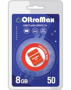 Накопитель USB 2 0 8GB OM 8GB 50 Orange Red 50 оранжевый красный Oltramax