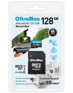 Карта памяти MicroSDXC 128GB OM128GCSDXC10 U3 V30 Class 10 Recorder UHS I U3 V30 95 Mb s SD адаптер Oltramax