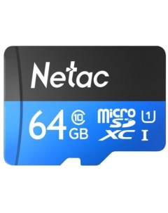 Карта памяти MicroSDXC 64GB NT02P500STN 064G R с SD адаптером 80MB s Netac