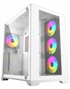 Корпус ATX CVWA L4 белый без БП закаленное стекло 4 120mm 5 color fan Powercase