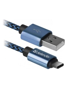 Кабель интерфейсный USB09 03T USB type C 1м оплётка синий Defender
