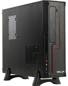 Корпус mATX H 308 черный БП 450W USB 3 0 audio с красной светящейся полосой Delux