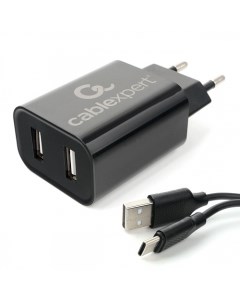 Зарядное устройство сетевое MP3A PC 37 100 220V 5V USB 2 порта 2 4A черное с кабелем Cablexpert