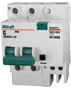 Выключатель дифференциального тока 2П 25A 30мА AC 15005DEK Dekraft