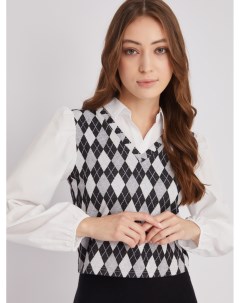 Комбинированная укороченная жилетка с имитацией блузки Zolla