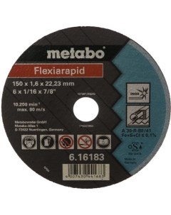 Отрезной диск Flexiarapid по металлу 150мм 1 6мм 22 2мм 1шт Metabo