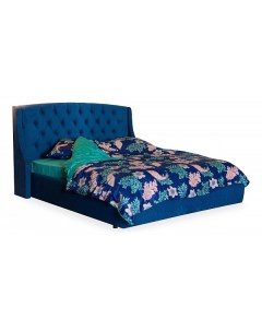 Кровать полутораспальная Стефани 2000x1400 с ортопедическим основанием синий Наша мебель
