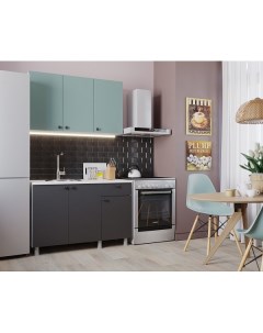 Кухонный гарнитур Деми 120 см черный зеленый белый Нк-мебель
