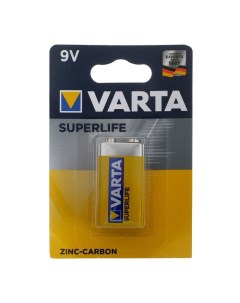 Батарейка солевая SuperLife 6F22 1BL 9В крона блистер 1 шт Varta