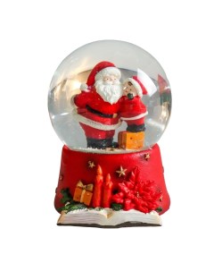 Снежный шар Дед Мороз с малышом полистоун музыкальный 11 5х11 5х14 см Кнр