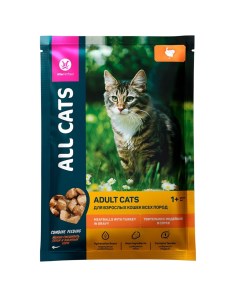 Влажный корм для кошек Adult тефтельки с индейкой в соусе 28шт по 85г All cats