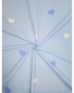 Ткань Поплин Сердечки на голубом 100 220см Nobo