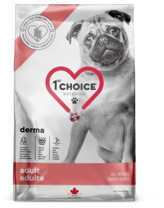 Корм derma для взрослых собак всех пород с гиперчувствительной кожей с лососем 2 кг 1st choice