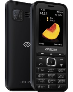 Мобильный телефон LINX B241 LT2073PM 32Mb 2Sim 2 44 240x320 0 08Mpix GSM900 1800 FM microSD черный 1 Digma